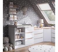 Vicco Cambiador Ruben, Blanco/Roble Artesanal 113 x 93 cm | con 3 cajones