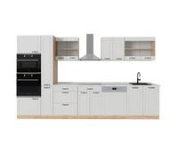 Vicco Cocina Completa R-Line, Casa de Campo Blanca/Roble Dorado, 350 cm, ET Mármol