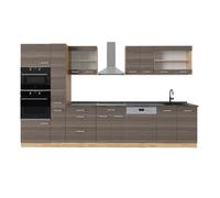 Vicco Cocina Completa R-Line, Gris Noble/Roble Dorado, 350 cm, ET Antracita