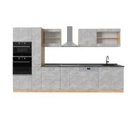 Vicco Cocina Completa R-Line, Hormigón/Roble Dorado, 350 cm, ET Antracita