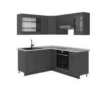 Vicco Cocina esquinera Fame-Line, Antracita-Oro Landhaus, 190 x 60 cm, ET Mármol
