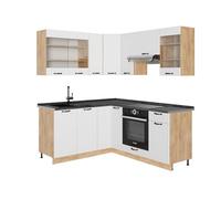 Vicco Cocina esquinera Fame-Line, Blanco casa de Campo, 190 x 46 cm sin encimera