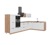 Vicco Cocina esquinera Fame-Line Blanco casa de Campo/Roble 347x207 cm