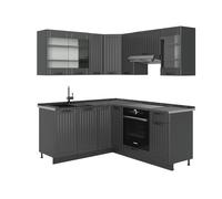 Vicco Cocina esquinera Fame-Line, Gris Oscuro, 190 x 60 cm, ET Antracita