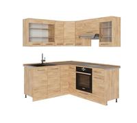 Vicco Cocina esquinera Fame-Line, Roble Dorado, 190 x 60 cm, ET Roble