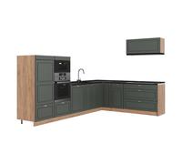 Vicco Cocina esquinera Fame-Line Verde Dorado Casa de Campo/Roble 327x227