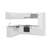 Vicco Cocina esquinera R-Line, Blanco Alto Brillo/Blanco, 287 x 227 cm
