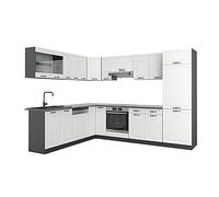 Vicco Cocina esquinera R-Line Blanco casa de Campo/Antracita 287x227 cm