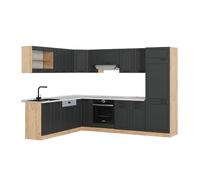 Vicco Cocina esquinera R-Line, Casa de Campo Antracita/Roble Dorado, 227 x 287 cm, ET Mármol