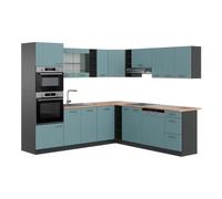 Vicco Cocina esquinera R-Line, Gris Azulado/Antracita, 247 x 237 cm