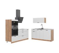 Vicco Cocina Fame-Line, Blanco casa de Campo/Roble Dorado, 340 cm