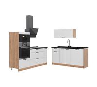 Vicco Cocina Fame-Line, Blanco casa de Campo/Roble Dorado, 340 cm