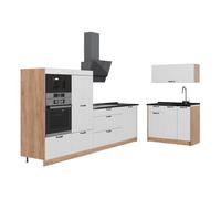 Vicco Cocina Fame-Line, Blanco casa de Campo/Roble Dorado, 380 cm