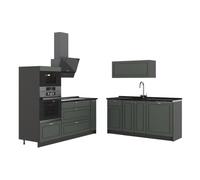 Vicco Cocina Fame-Line, Verde Dorado Casa de Campo/Antracita, 340 cm sin encimera, para ampliación Individual con módulos compatibles