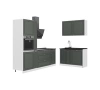 Vicco Cocina Fame-Line, Verde Dorado Casa de Campo/Blanco, 220 x 120 cm