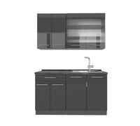 Vicco Cocina para Solteros Fame-Line, Antracita Alto Brillo, 140 cm, ET Antracita