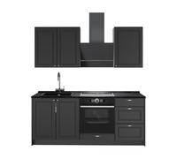 Vicco Cocina para Solteros Fame-Line, Antracita-Oro Landhaus/Antracita, 190 cm sin encimera, para ampliación Individual con módulos compatibles