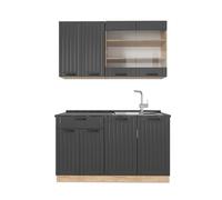 Vicco Cocina para Solteros Fame-Line, Gris Oscuro, 140 cm, ET Antracita