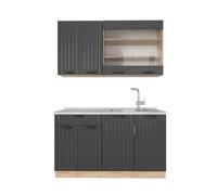 Vicco Cocina para Solteros Fame-Line, Gris Oscuro, 140 cm, ET Mármol