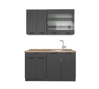 Vicco Cocina para Solteros Fame-Line, Gris Oscuro, 140 cm, ET Roble