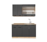 Vicco Cocina para Solteros Fame-Line, Gris Oscuro, 140 cm, ET Roble