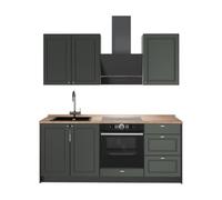 Vicco Cocina para Solteros Fame-Line, Verde Dorado Casa de Campo/Antracita, 190 cm, ET Roble, para ampliación Individual con módulos compatibles