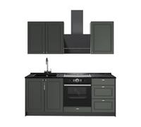 Vicco Cocina para Solteros Fame-Line, Verde Dorado Casa de Campo/Antracita, 190 cm sin encimera, para ampliación Individual con módulos compatibles