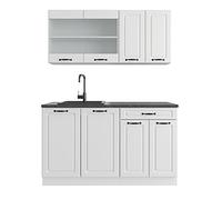 Vicco Cocina para Solteros R-Line, Blanco casa de Campo, 140 cm sin encimera, Apto para Espacios pequeños, Ampliable de Forma Modular