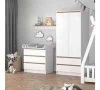 Vicco Cómoda Cambiador Emma, Blanco/Sonoma, 80 x 87 cm, Convertible en cómoda sin Cambiador