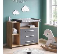 Vicco Cómoda Cambiador Oskar, Antracita/Sonoma, 113 x 100 cm, Convertible en cómoda Gracias al Cambiador extraíble