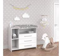 Vicco Cómoda Cambiador Oskar, Blanco, 113 x 100 cm con cajones, Convertible en cómoda Normal Tras retirar el Cambiador