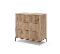 Vicco Cómoda Eliza, Roble Vikingo, 42 x 81.2 cm con 3 cajones, para Almacenamiento y organización en la Sala de Estar o Dormitorio