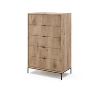 Vicco Cómoda Eliza, Roble Vikingo, 76 x 120 cm con 5 cajones, para Guardar y Utilizar en el Dormitorio o el Pasillo