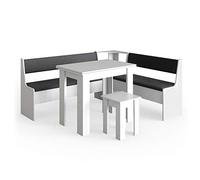 Vicco Conjunto con Banco esquinero Roman, Blanco, 180 x 150 cm con Mesa