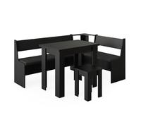 Vicco Conjunto con Banco esquinero Roman, Negro, 120 x 180 cm con Mesa