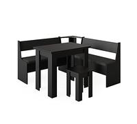 Vicco Conjunto con Banco esquinero Roman, Negro, 150 x 150 cm con Mesa