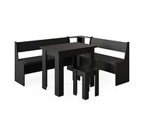 Vicco Conjunto con Banco esquinero Roman, Negro, 150 x 180 cm con Mesa