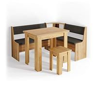 Vicco Conjunto con Banco esquinero Roman, Roble Dorado, 150 x 120 cm con Mesa, Apto para colocación en Esquina en cocinas y comedores