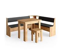 Vicco Conjunto con Banco esquinero Roman, Roble Dorado, 180 x 150 cm con Mesa, Apto para colocación en Esquina en cocinas y comedores