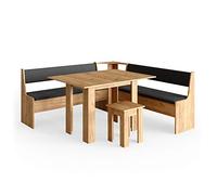 Vicco Conjunto con Banco esquinero Roman, Roble Dorado, 180 x 180 cm con Mesa, Apto para colocación en Esquina en cocinas y comedores