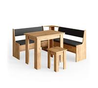 Vicco Conjunto con Banco esquinero Roman, Roble Dorado/Antracita, 150 x 150 cm con Mesa