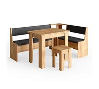 Vicco Conjunto con Banco esquinero Roman, Roble Dorado/Antracita, 180 x 120 cm con Mesa
