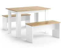 Vicco Conjunto de banco de esquina con 2 bancos roble blanco/dorado 112x73cm