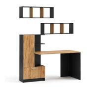 Vicco Conjunto de Escritorio Tomy, Antracita/Roble Dorado, 150 x 59 cm Juego de 3 como 2 estantes+escritoriopara Montaje Mural de Libros y Objetos Decorativos