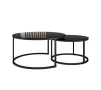 Vicco Conjunto de Mesa de Centro Montreal Negro Brillo Intenso 77x77 cm