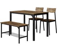 Vicco Conjunto de mesa de comedor 110 x 70 cm 4 partes, negro/roble rústico