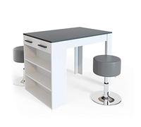 Vicco Conjunto de Mesa de Comedor Repose, Antracita/Blanco, 67 x 100 cm con 2 taburetes