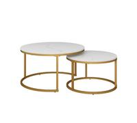 Vicco Conjunto de mesas de Centro Montreal, Blanco/Oro, 77 x 40 cm | 2 partes, plegable para ahorrar espacio y combinable de forma versátil