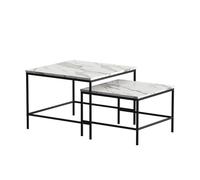 Vicco Conjunto de mesas de Centro Ramio, Blanco/Negro, 60 x 60 cm