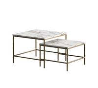 Vicco Conjunto de mesas de Centro Ramio, Blanco/Oro, 60 x 60 cm | 2 partes, para uso flexible como superficie de apoyo o mesas auxiliares